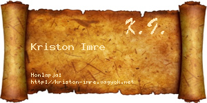 Kriston Imre névjegykártya